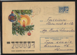RUSSIA USSR Stationery USED ESTONIA AMBL 1374 TAPA Happy New Year Christmas Tree Decoration Candle - Zonder Classificatie
