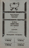 G9222 - Nürnberg Fürth Fränkische Tagespost Abo Quittung Zahlschein Goldmark - 1900 – 1949