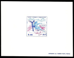 ST. PIERRE & MIQUELON(1992) Ice Skaters. Deluxe Sheet. Scott No 577. Albertville Olympics. - Sin Dentar, Pruebas De Impresión Y Variedades