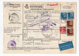 1961. DENMARK,COPENHAGEN,AIRMAIL,PARCEL CARD TO BELGRADE YUGOSLAVIA,270 DIN. POSTAGE DUE IN ZAGREB,CUSTOMS IN ZAGREB - Aéreo