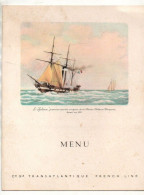 Menu Compagnie Générale Transatlantique French Line Paquebot "Colombie" Déjeuner Du 12 Septembre 1951 - Altri & Non Classificati