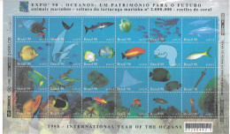 Brazil Mnh **  1999 Good Fish Sheet - Blocks & Sheetlets