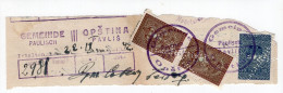 1942. WWII SERBIA,PAVLIŠ,GERMAN OCCUPATION,DELIVERY RECEIPT,NOTE,3 REVENUE STAMPS - Portomarken