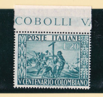 1951 Italia Italy Repubblica CRISTOFORO COLOMBO Serie MNH** SCOPERTA DELL'AMERICA, DISCOVERY OF AMERICA - Cristoforo Colombo