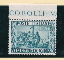 1951 Italia Italy Repubblica CRISTOFORO COLOMBO Serie MNH** SCOPERTA DELL'AMERICA, DISCOVERY OF AMERICA - Christophe Colomb