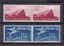 1950 San Marino Saint Marin ESPRESSO N°21-22 2 Serie Di 2 Valori In Coppia MNH** Gomma Bicolore Express Pair - Francobolli Per Espresso