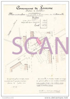 RARE Ancien Plan Original  Géomètre 1909 Commune LOMME CANTELEU Plan & Surface Signé Perte Géomètre Prop DESRUELLE - Topographische Karten