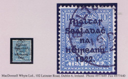 Ireland 1922 Thom Rialtas 5-line Ovpt In Blue-black On10d Turquoise, Fine And Fresh Used BELTURBET 16 DE 22 Cds - Oblitérés