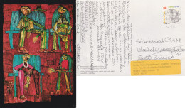 AK  "Hundertwasser - Vier Männer Auf Sesseln"  Emmenbrücke - Zürich - Bern       1999 - Lettres & Documents