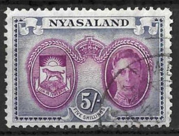 NYASALAND.....KING GEORGE VI..(1936-52..)........5/-.....SG155.......CDS.......VFU.... - Nyasaland (1907-1953)
