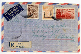 Yugoslavia 1950 Registered Air Postal Envelope; Split To Reedley, California; Uprated With Scott 286 & 311 - Entiers Postaux