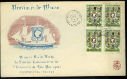 Macau Macau FDC 1954 Centenaire Du Timbre Portugais Timbre Sur Timbre Portugal Stamp Centennial Stamp On Stamp - FDC