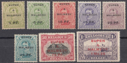 EUPEN-MALMEDY - 1920 - Lotto Di 8 Valori Nuovi: 1, 2, 4, 5 E 7 MNH; 1, 3 E 6 MH - OC55/105 Eupen & Malmédy