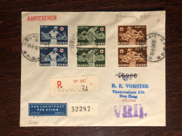 RUANDA URUNDI TRAVELLED COVER  REGISTERED LETTER TO NETHERLANDS 1958 YEAR  RED CROSS CROIX ROUGE HEALTH MEDICINE - Lettres & Documents