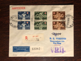 RUANDA URUNDI TRAVELLED COVER  REGISTERED LETTER TO NETHERLANDS 1958 YEAR  RED CROSS CROIX ROUGE HEALTH MEDICINE - Storia Postale