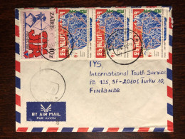 ZAIRE CONGO TRAVELLED COVER LETTER TO FINLAND 1990 YEAR AIDS SIDA HEALTH MEDICINE STAMPS - Cartas & Documentos