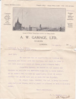 GRANDE BRETAGNE LONDRES LETTRE COMMERCIALE A.W. GAMAGE LTD - Royaume-Uni