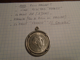 1949-PIECE Argent De 5 PTS (1 Duro) De FRANCO Collection (el Gaudillo)  ++Support MEDAILLON En ARGENT +6Photos - Colecciones