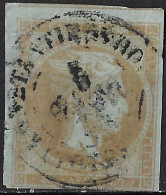 GREECE 1872-76  Large Hermes Meshed Paper Issue 40 L Bistre On Blue Vl. 56 F - Used Stamps