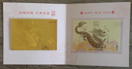 Folder Gold Foil 2023 Chinese New Year Zodiac Stamp S/s -Dragon ( Pingtung )  Unusual 2024 - Chinese New Year