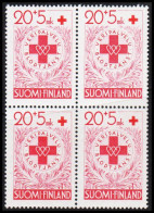 1951. FINLAND. RED CROSS 20+5 Mk In Never Hinged 4-block.  (Michel 394) - JF540306 - Neufs