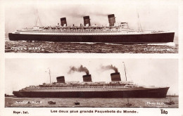 TRANSPORT - Bateau - Les Deux Plus Grands Paquebots Du Monde - Le Normandie - Queen Mary - Carte Postale Ancienne - Dampfer