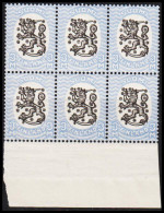 1927-1929. FINLAND. 3 M. With Watermark Posthorn Perf 14 1/4 X 14 3/4 In 6-block Never Hing... (MICHEL 134XB) - JF540319 - Unused Stamps