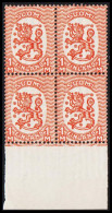 1927-1929. FINLAND. 1 M. With Watermark Posthorn Perf 14 1/4 X 14 3/4 In 4-block Never Hing... (MICHEL 131XB) - JF540322 - Nuovi