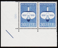 1959. FINLAND. LANTHANDELN 30 Mk In Never Hinged Pair With Corner Margin.  (Michel 514) - JF540421 - Ungebraucht