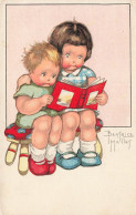 IILLUSTRATEUR - Deux Sœurs Lisant Un Livre - Béatrice Mallet - Colorisé - Carte Postale Ancienne - Autres & Non Classés