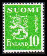 1952. FINLAND. Liontype 10 Markkaa Never Hinged.   (Michel 403) - JF540489 - Unused Stamps