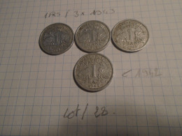 LOT N° 28 -  4 Pieces  De  1 Frs Type  LAVILLIERS   1943 X 3 + 1/ 1942   +++  6 Photos - 2 Francs