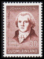 1960. FINLAND. JOHAN GADOLIN 30 M, NEVER HINGED. (Michel 519) - JF540544 - Ungebraucht