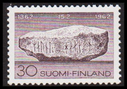 1962. FINLAND. PEOPLES RIGHTS RUNEN 30 M, NEVER HINGED. (Michel 546) - JF540587 - Unused Stamps