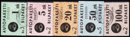 1949-1950. FINLAND. AUTOPAKETTI - BILPAKET. Rose And Triangels.__ Complete Set (5 V.).  (Michel 1-5) - JF540592 - Bus Parcels / Colis Par Autobus / Pakjes Per Postbus