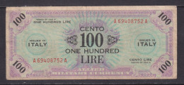 ITALY - 1943 Allied Military Currency 100 Lira Circulated Banknote - Allied Occupation WWII