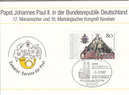 GERMANY Bundes Postal Card 1-122,popes Travel 1987 - Papes