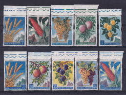 1958 San Marino Saint Marin FRUTTA E PRODOTTI AGRICOLI FRUIT AND AGRICOLTURE Serie Di 10 Valori MNH** - Ongebruikt