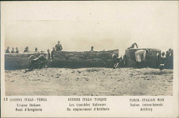 LIBIA / LIBYA - TURKEY / ITALY WAR - TRIPOLI - ITALIAN INTRENCHMENTS ARTILLERY - RPPC POSTCARD - 1910s (12308) - Libia