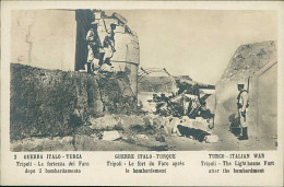 LIBIA / LIBYA - TURKEY / ITALY WAR - TRIPOLI - THE LIGHT HOUSE FORT AFTER THE BOMBARDMENT - RPPC POSTCARD 1910s (12310) - Libia