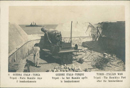 LIBIA / LIBYA - TURKEY / ITALY WAR - TRIPOLI - THE HAMIDIYA FORT AFTER THE BOMBARDMENT - RPPC POSTCARD 1910s (12311) - Libia