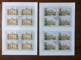 1998 Monuments 2 Feuillets De 8 Timbres Oblitéré Unesco  Kutna Hora Et Valtice YT 187 188 - Blokken & Velletjes