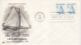 FDC "Ice Boat 1880s" Obl. Rochester Le 23 Mar 1985 Sur N° 1576 X 2 "Iceboat" - Cartas & Documentos