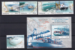 312 MALAISIE (Malaysia) 2004 - Y&T 1042/46 BF 75 - Grands Ports Bateau - Neuf ** (MNH) Sans Trace De Charniere - Malaysia (1964-...)