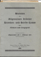 Statuten Allgemeinen Arbeiter Kranken Und Sterbekasse Du 1 Februar 1901 - Guide Assurance Maladie 1924 - Medizin & Gesundheit