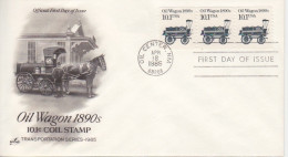 FDC "Oil Wagon 1890s" Obl. Oil Center Le 18 Apr 1985 Sur N° 1573 X 3 "locomotive Oil" - Briefe U. Dokumente