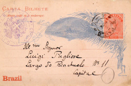 BRAZIL  -  CARTA  BILHETE -  Cachet ITALIA ?  -  Au Dos  CASA  Da  MOEDA -  Carte écrite Le 3 Novembre 1892 - Storia Postale
