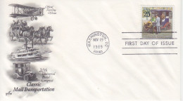FDC "Classic Mail Transportation" Obl. Washington Le 19 Nov 1986 Sur N° 1881 à 1884 "Diligence, Bateau à Aubes, Avion, " - Lettres & Documents