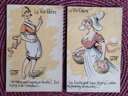 2 Cartes La Vie Chère , Gritt - Other & Unclassified
