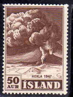 ISLANDA ICELAND ISLANDE 1948 ERUPTION OF HEKLA VOLCANO 50a MNH - Neufs